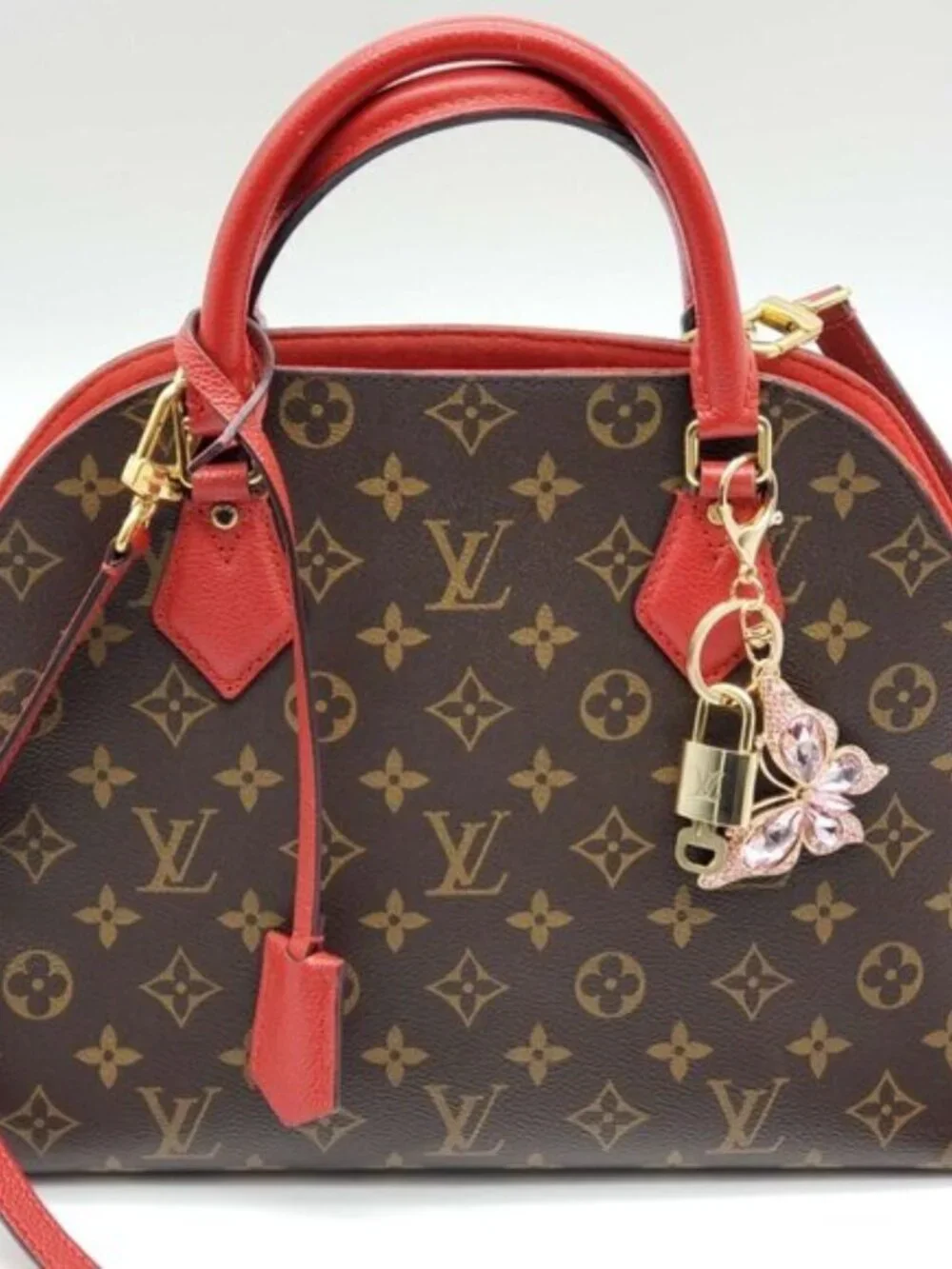 LV Gold Padlock Authentic 🔑 Luxury Bag Charm w/ Unbranded Butterfly Keychain